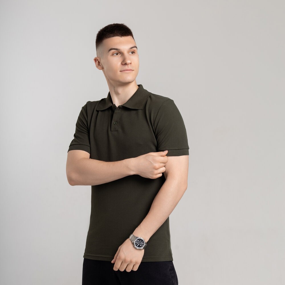 Хакі футболка поло весняна. Легке літнє чоловіче хакі поло Pobedov Royal Batal