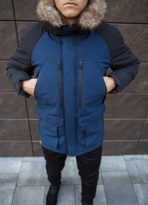 Парка чоловіча зимова середня на котоні з капюшоном Pobedov seniora udacha