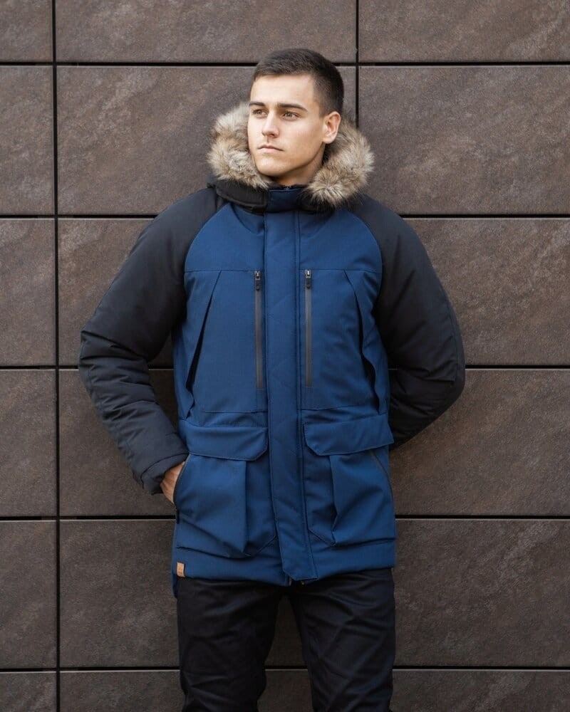 Парка чоловіча зимова середня на котоні з капюшоном Pobedov seniora udacha