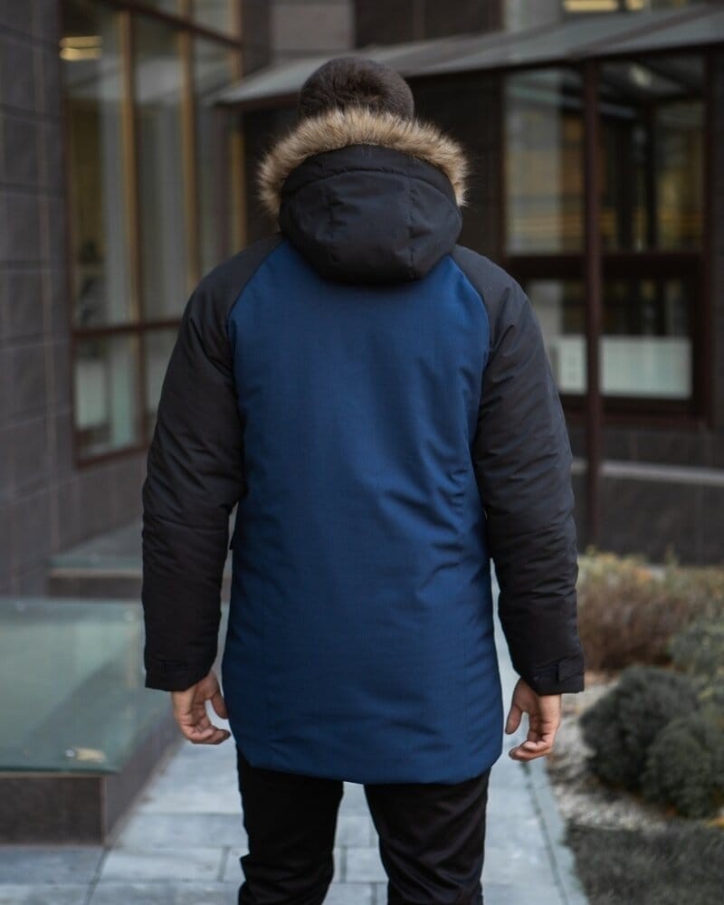 Парка чоловіча зимова середня на котоні з капюшоном Pobedov seniora udacha