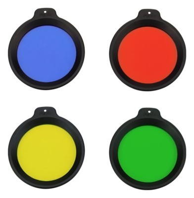 Набір із 4 фільтрів (синій, жовтий, зелений, червоний) для ліхтарів Fenix серії HT18 (у комплекті є сумка для зберігання)