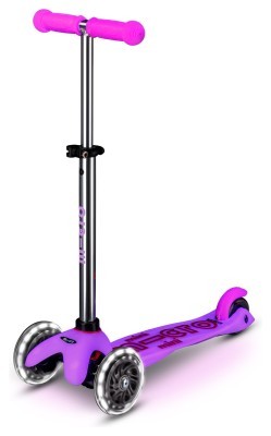 Самокат MICRO серії "Mini Deluxe Glow LED" – МОРОЗНИЙ РОЖЕВИЙ (до 50 kg, 3-х колісний, світло)