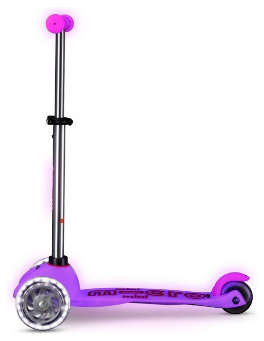 Самокат MICRO серії "Mini Deluxe Glow LED" – МОРОЗНИЙ РОЖЕВИЙ (до 50 kg, 3-х колісний, світло)