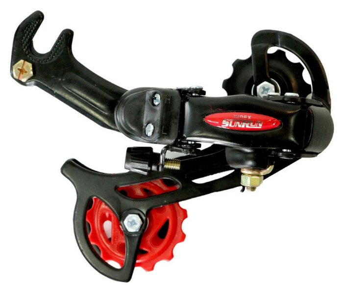 Перемикач задн. 7 швидк. под крюк чорний з червоним SUNRUN RD-HG-40