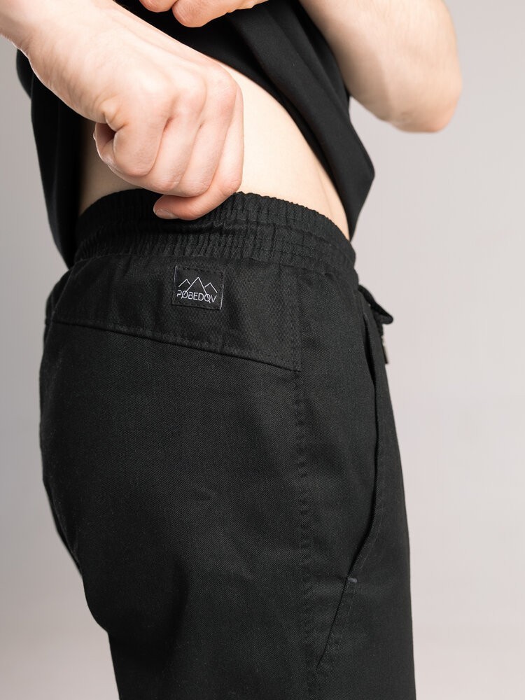 Чоловічі чорні штани демісезонні котонові прямого крою Pobedov Step BATAL