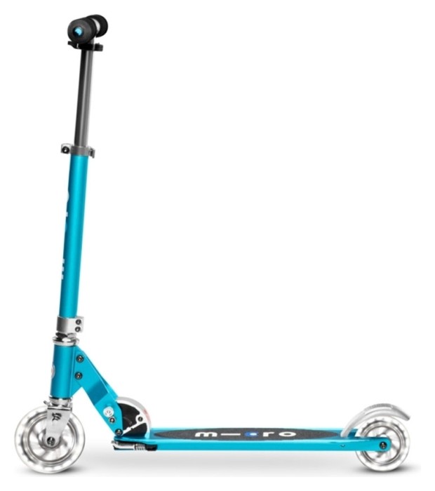 Самокат MICRO серії "Sprite LED" – БЛАКИТНИЙ ОКЕАН (до 100 kg, двоколісний, світло)