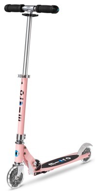 Самокат MICRO серії "Sprite LED" - НЕОНОВА ТРОЯНДА (складаний, до 100 kg, двоколісний, світло)