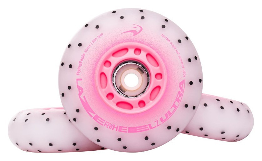 Сяючі колеса для роликів Flying Eagle Lazerwheelz Ultra+Sparks 88A 4 шт рожеві