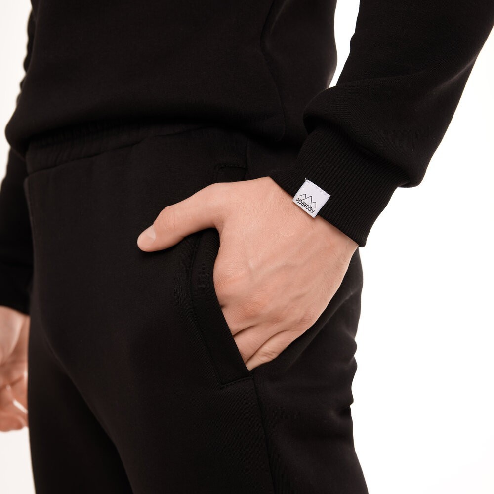 Чоловічі штани джогери з кишенями чорні Pobedov 007 ЗИМА