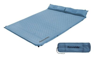 Матрац туристичний із подушкою, самонадувний двомісний Naturehike CNH22DZ013, 196x132x3 см, блакитний