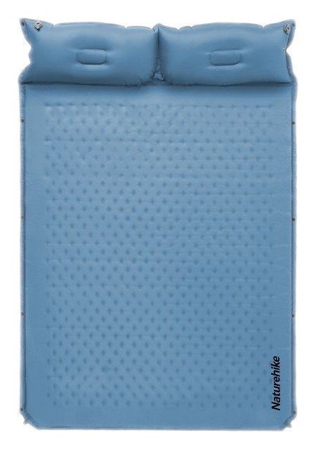 Матрац туристичний із подушкою, самонадувний двомісний Naturehike CNH22DZ013, 196x132x3 см, блакитний