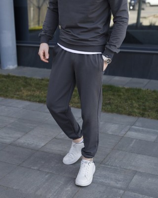 Чоловічі штани джогери з кишенями темно-сірі Pobedov 95