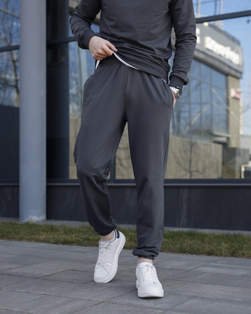 Чоловічі штани джогери з кишенями темно-сірі Pobedov 95