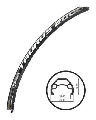 Обід WEINMANN 26&quot; (559 Х 19) TAURUS 2000 подвійний пістонований алюмінієвий, чорний