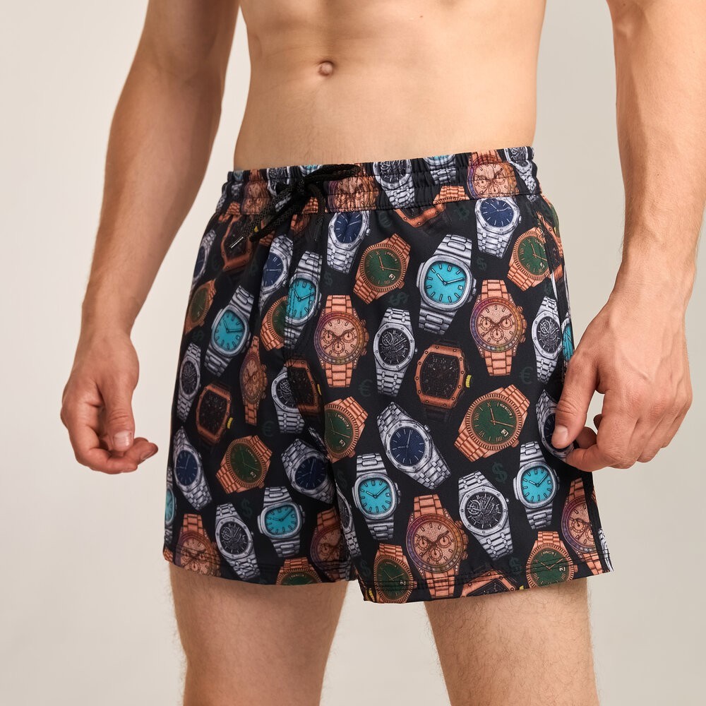 Принтовані чоловічі шорти для плавання Pobedov Pool day Hodynnyky