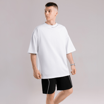 Однотонна біла футболка для чоловіків. Чоловіча біла футболка оверсайз Pobedov Onyx