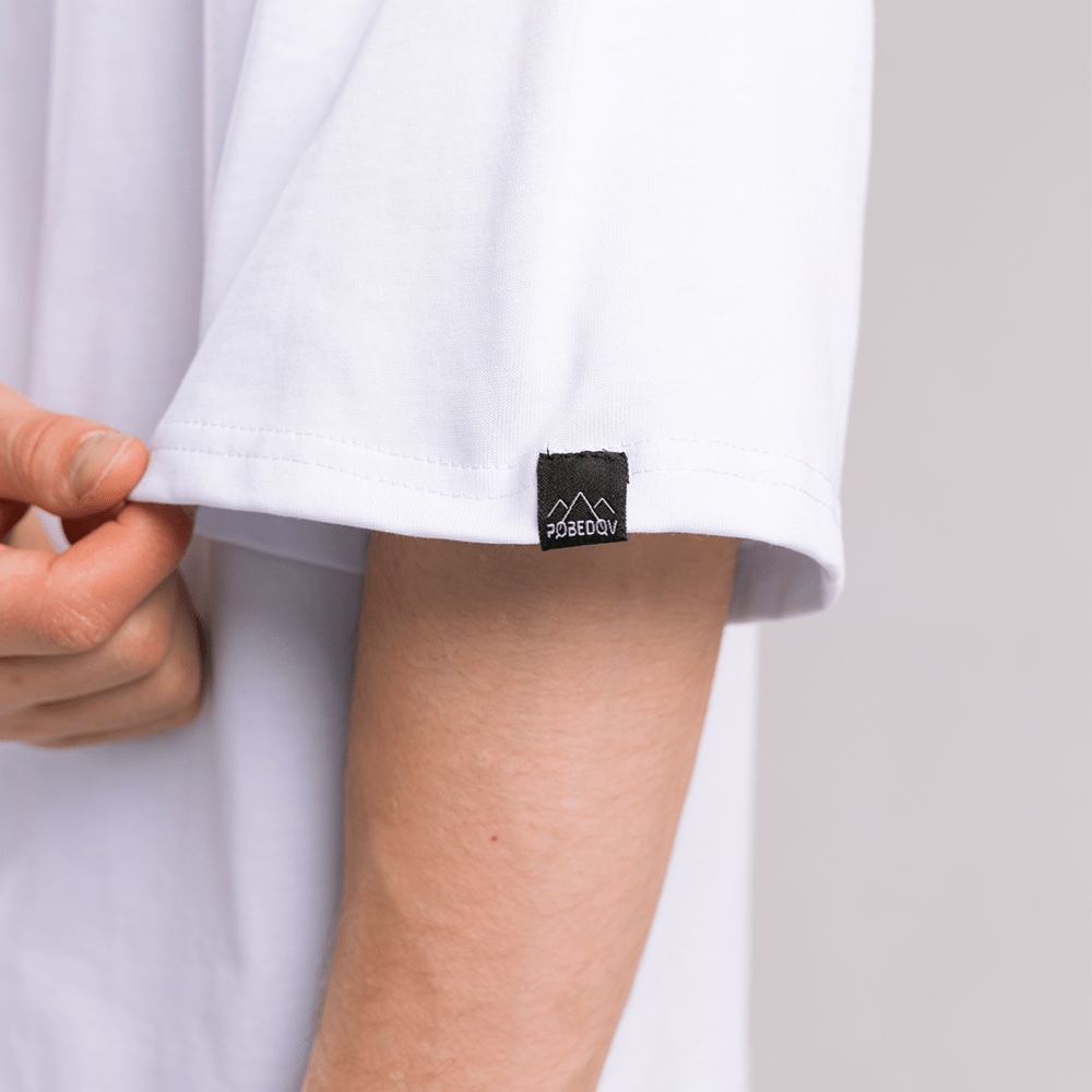 Однотонна біла футболка для чоловіків. Чоловіча біла футболка оверсайз Pobedov Onyx
