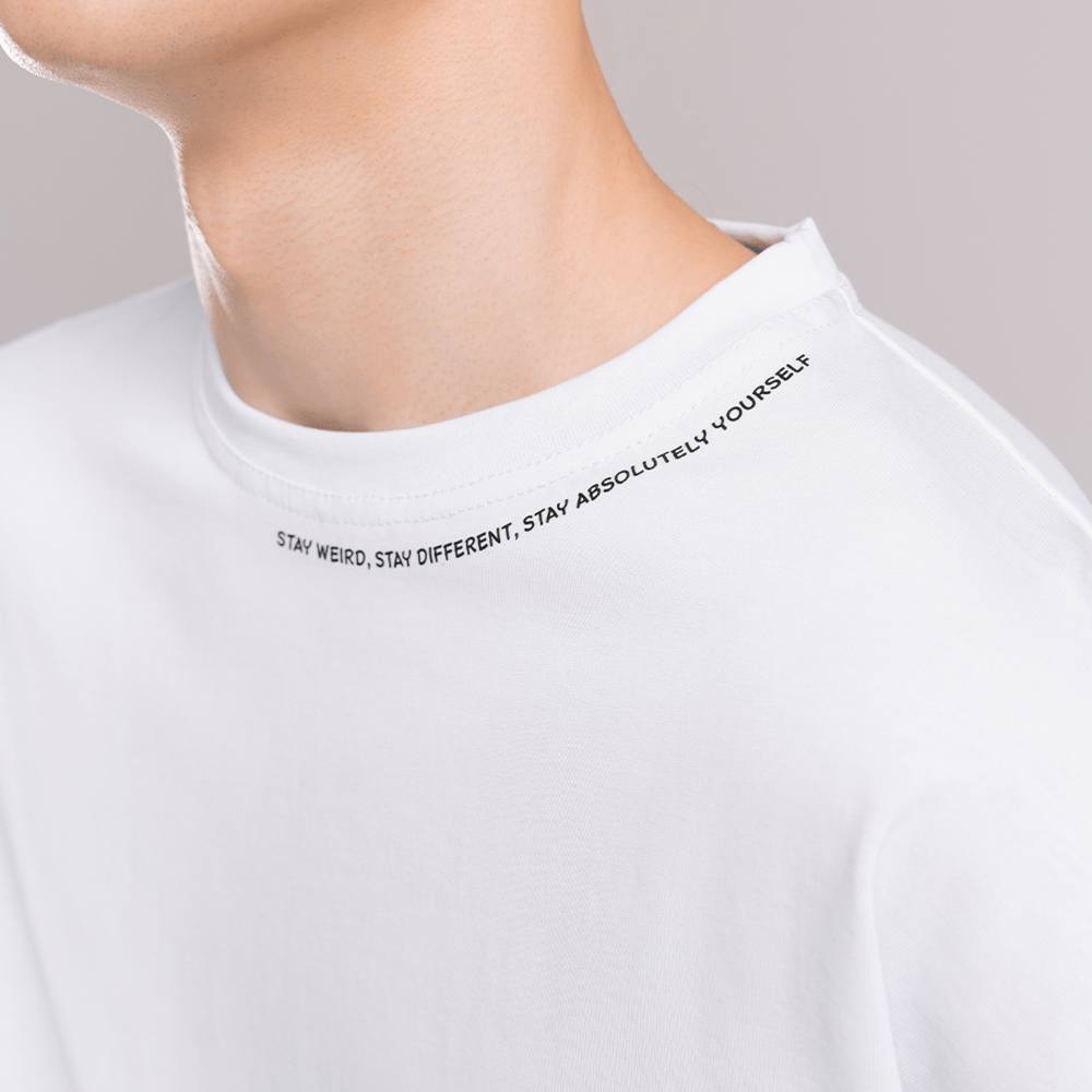 Однотонна біла футболка для чоловіків. Чоловіча біла футболка оверсайз Pobedov Onyx