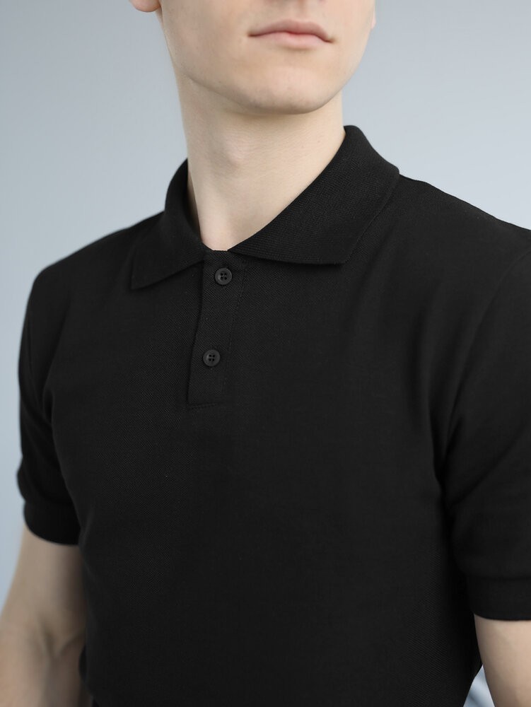 Чорна футболка поло весняна. Легке літнє чоловіче чорне поло Pobedov Royal