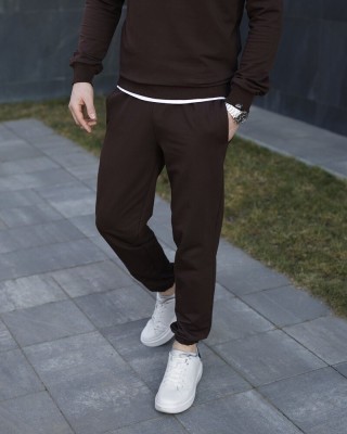 Чоловічі штани джогери з кишенями шоколадний Pobedov 95