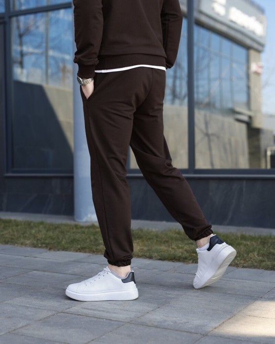 Чоловічі штани джогери з кишенями шоколадний Pobedov 95