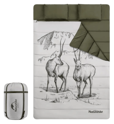 Спальний мішок двомісний із подушками Naturehike NH21MSD06, зелений