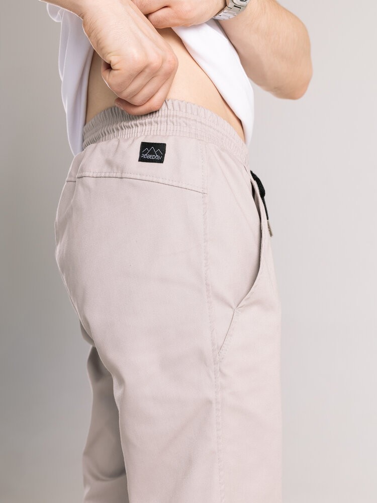 Чоловічі бежеві штани демісезонні котонові прямого крою Pobedov Step