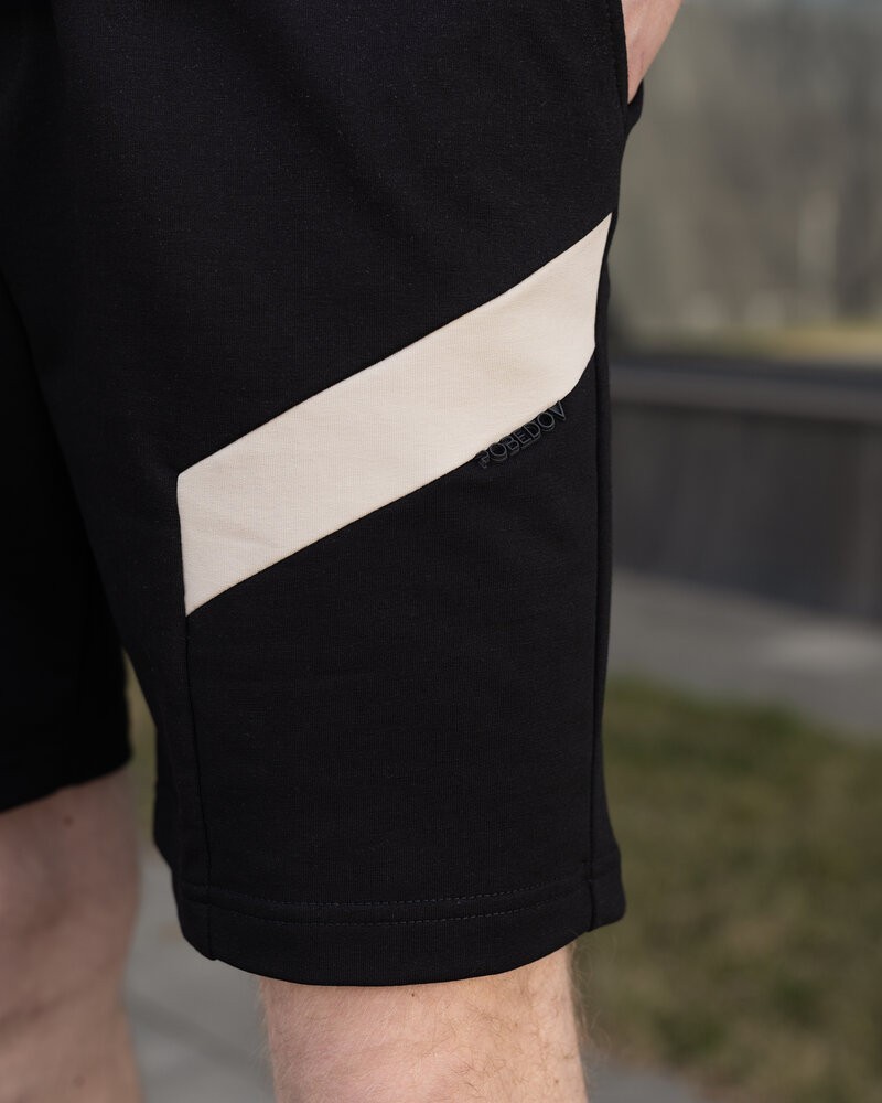 Чоловічі чорні шорти прямого крою весна/літо Pobedov Hype