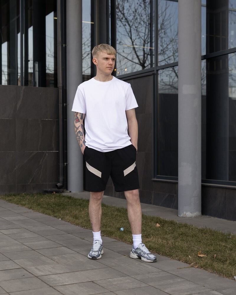 Чоловічі чорні шорти прямого крою весна/літо Pobedov Hype