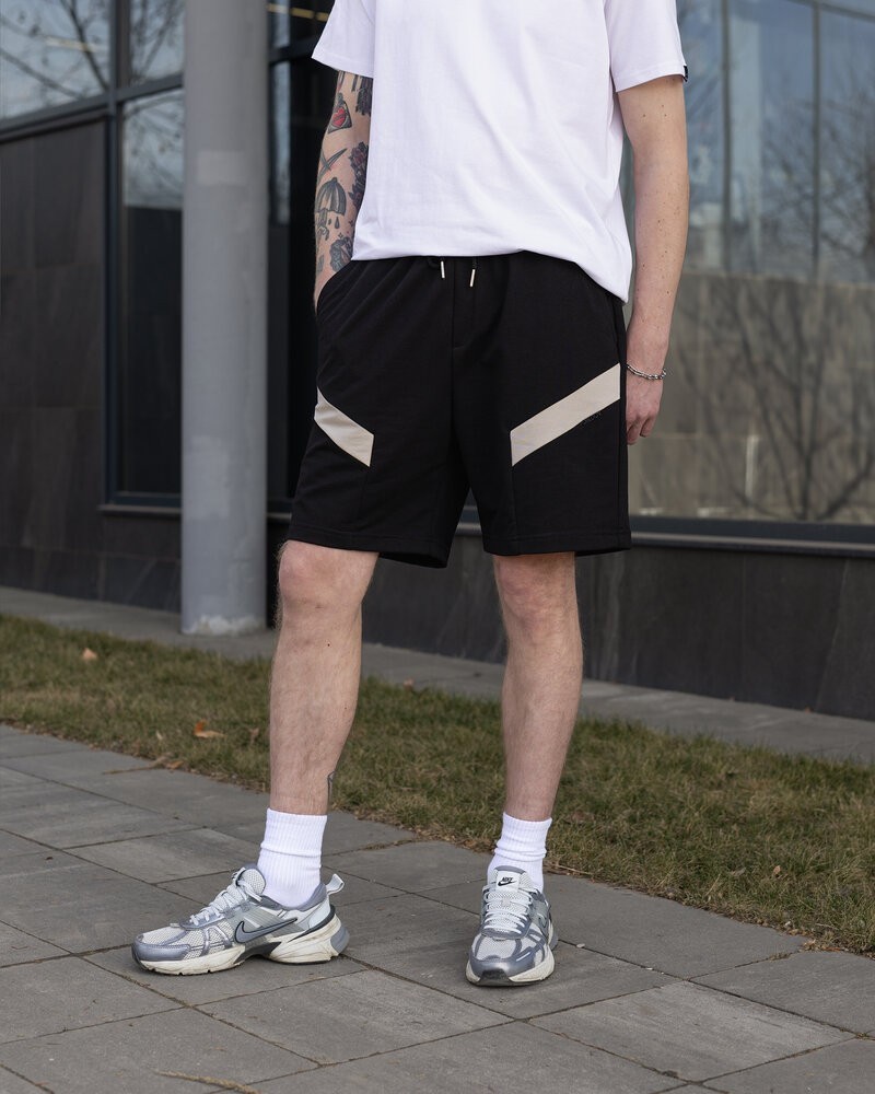 Чоловічі чорні шорти прямого крою весна/літо Pobedov Hype