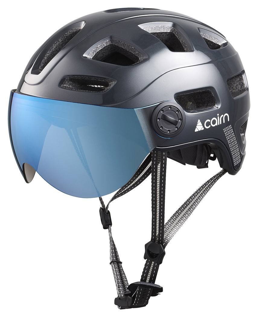 Велошлем Cairn Quartz Visor LED USB shiny shadow